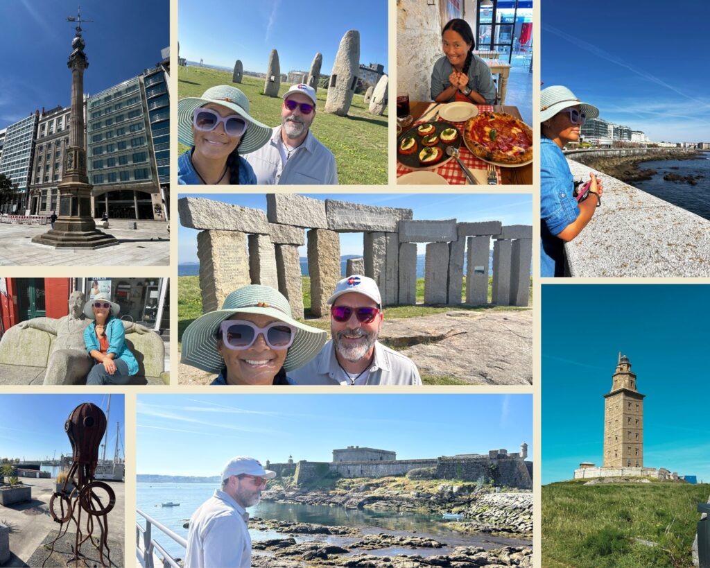Photo collage of our day in A Coruña.