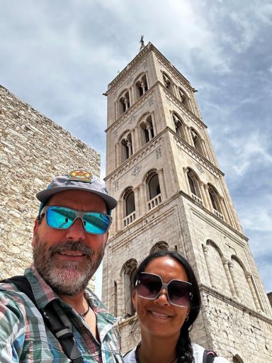Selfie of Dog and Dragon at the Church of St. Donatus in Zadar, Croatia