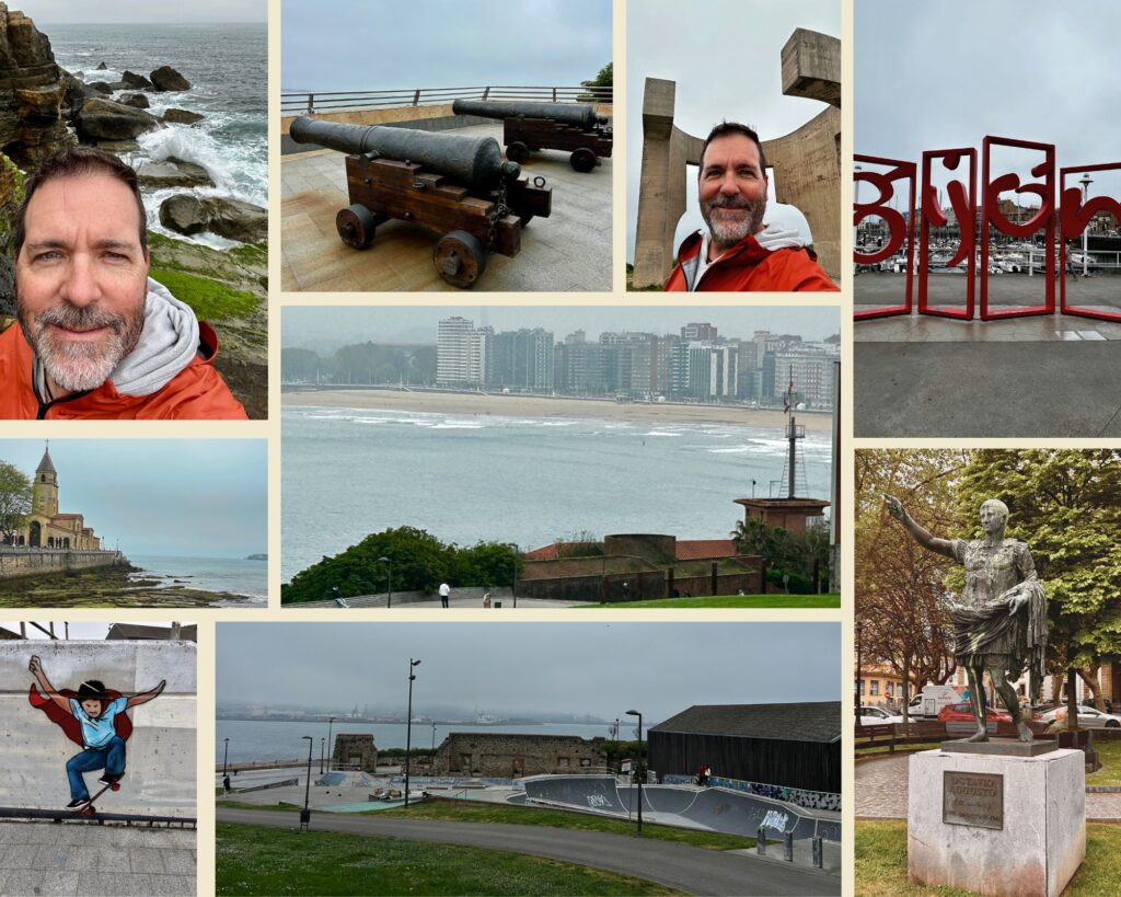 Photo collage of Dog's one day in Gijon.