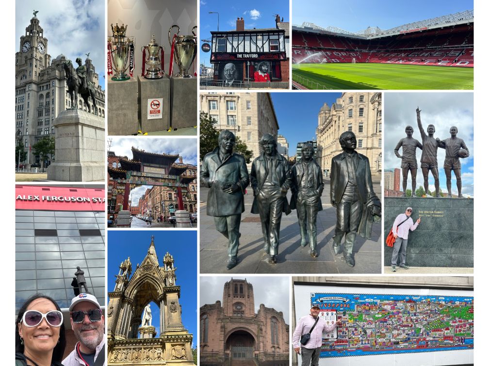 Collage of pictures from our visit to Liverpool and Manchester.